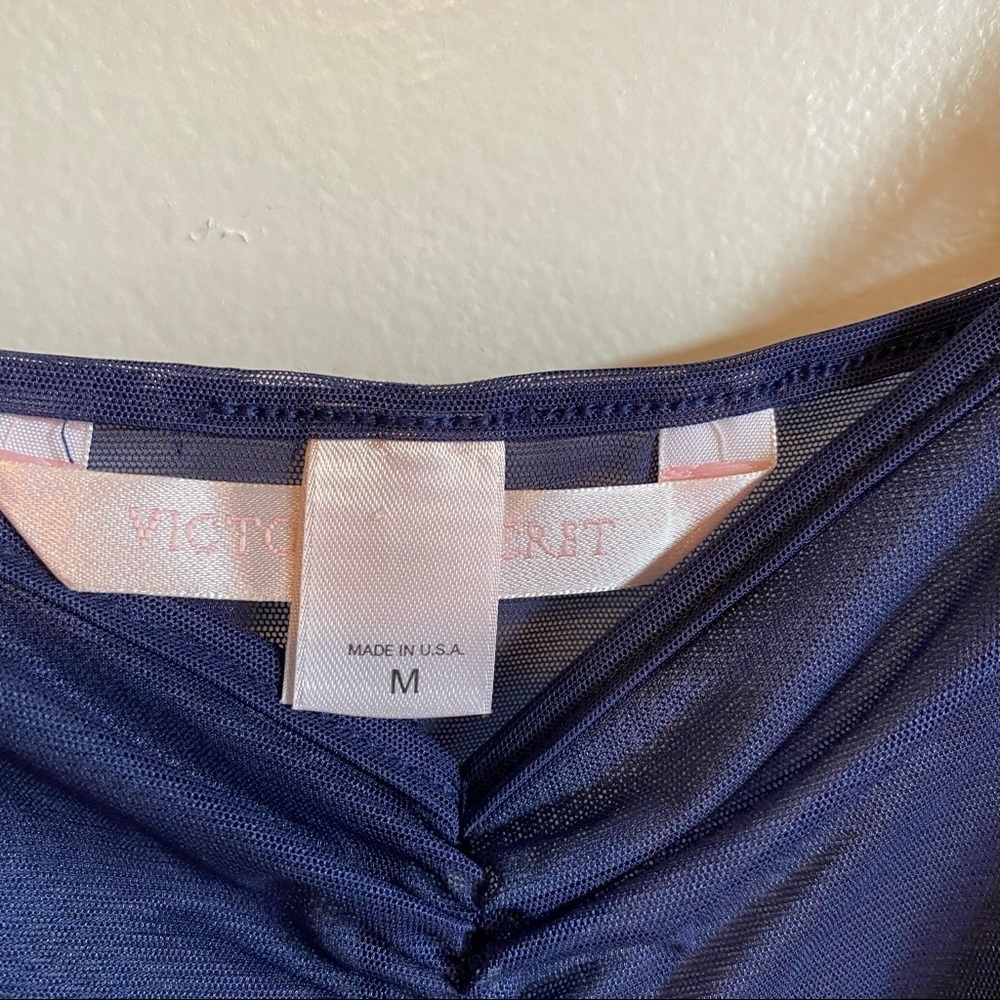 Victoria Secret Vintage Y2K Blue Cami Semi-Sheer Camisole Slip Lace Hem - Picture 10 of 10